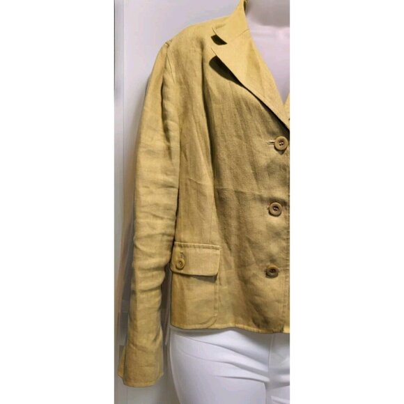 Talbots Spring Green 100% Irish Linen 3 Button Blazer Lined Sz 14p - Picture 2 of 7